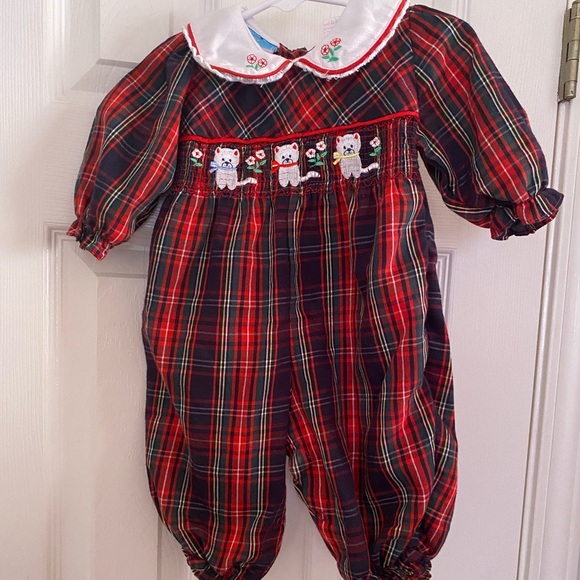 Vintage Smocked Kitty‎ Romper - Picture 1 of 8